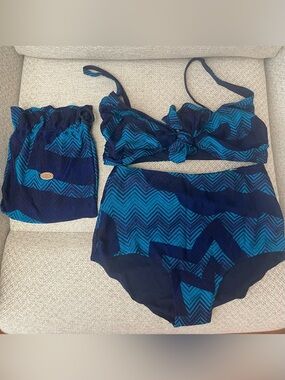 Missoni Mare Blue and Navy Chevron Two-Piece Bikini